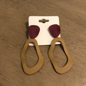 Elegant Maroon and Tan Ethnic Earrings Fashion Jewelry